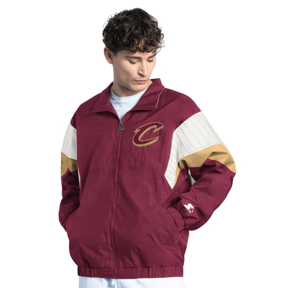 Men's Starter Wine Cleveland Cavaliers Yard Line Full-Zip Jacket