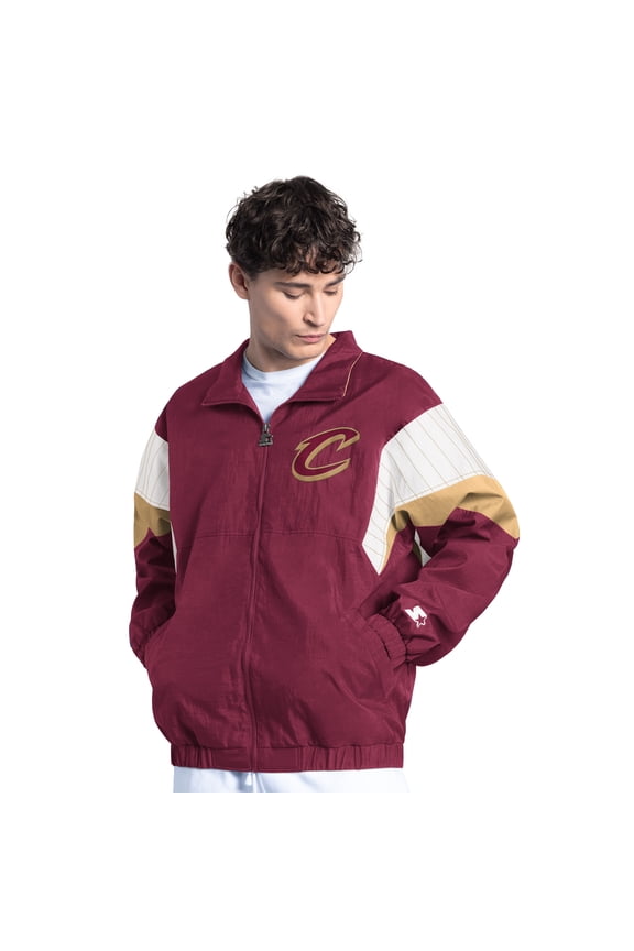 Men's Starter Wine Cleveland Cavaliers Yard Line Full-Zip Jacket