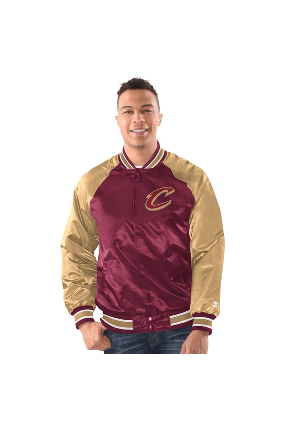 Men's Starter  Wine/Gold Cleveland Cavaliers Inductee Raglan Full-Snap Varsity Jacket