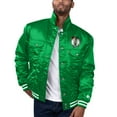 thumbnail image 1 of Men's Starter x Levi's Kelly Green Boston Celtics Silver Label Trucker Satin Full-Snap Jacket, 1 of 4