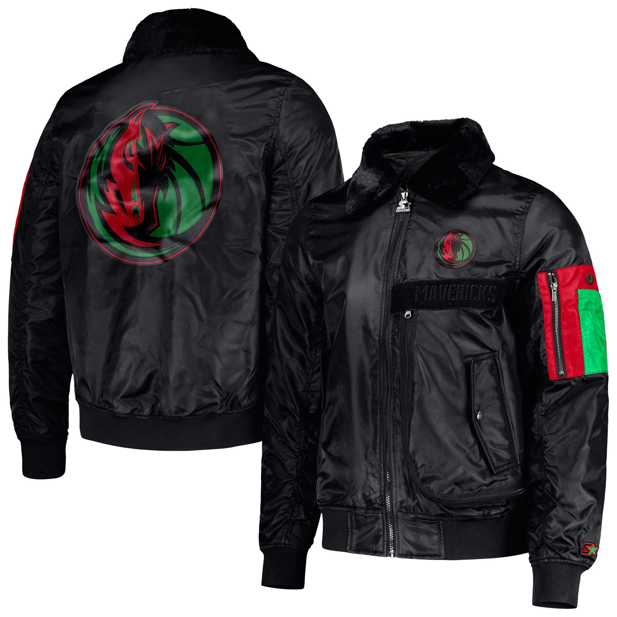 Men s Starter x Ty Mopkins Black Dallas Mavericks Black History Month Satin Full Zip Jacket Walmart
