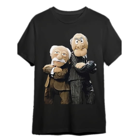 Men's Statler and Waldorf Black T-Shirt from The Muppet Show - Fun Short-Sleev