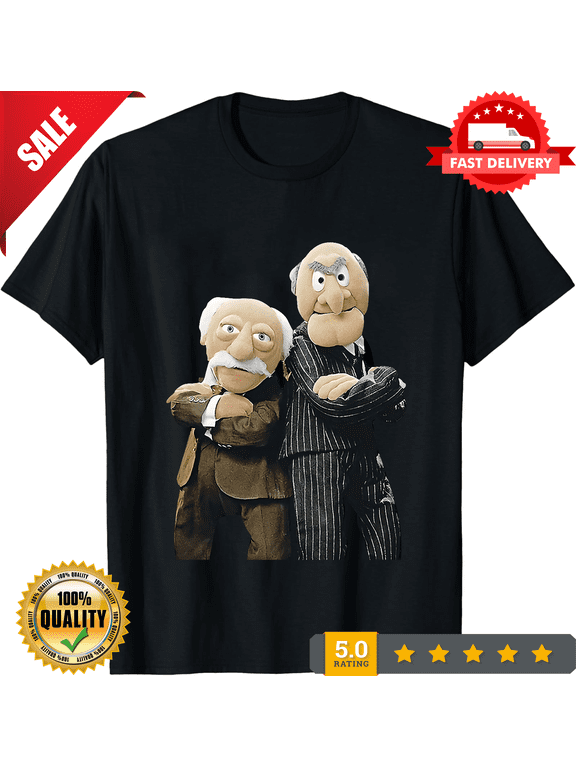 Men's Statler and Waldorf Black T-Shirt from The Muppet Show Fun Short-Sleeve-TH79524