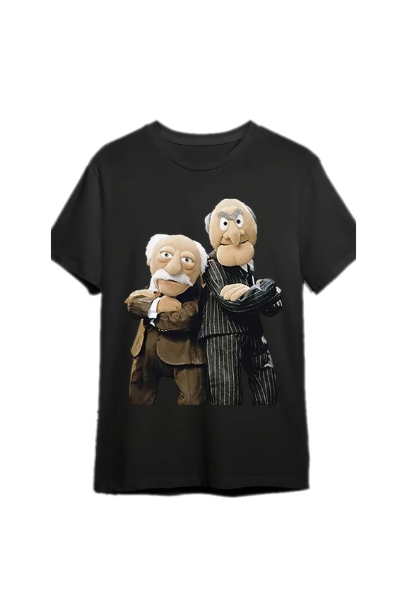 Men's Statler and Waldorf Black T-Shirt from "The Muppet Show" Fun Short-Sleeve