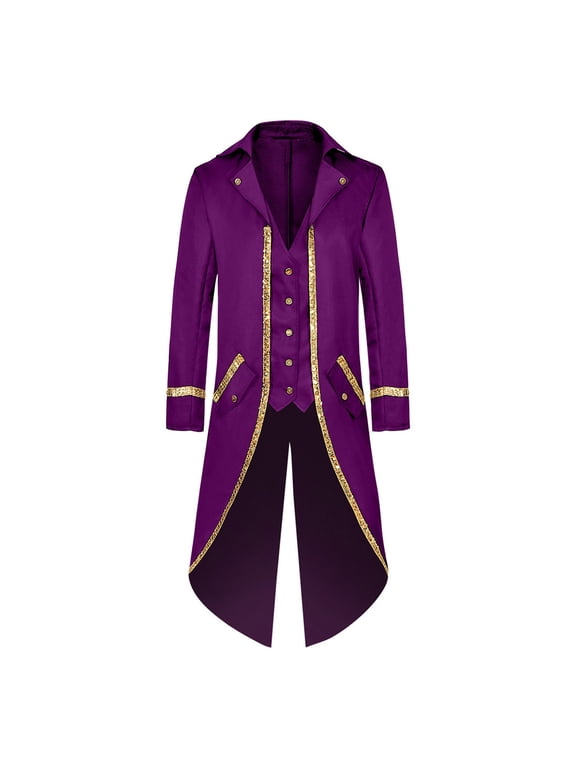 Men's Steampunk Vintage Jacket Gothic Renaissance Tailcoat Victorian Frock Coat Uniform Halloween Costume