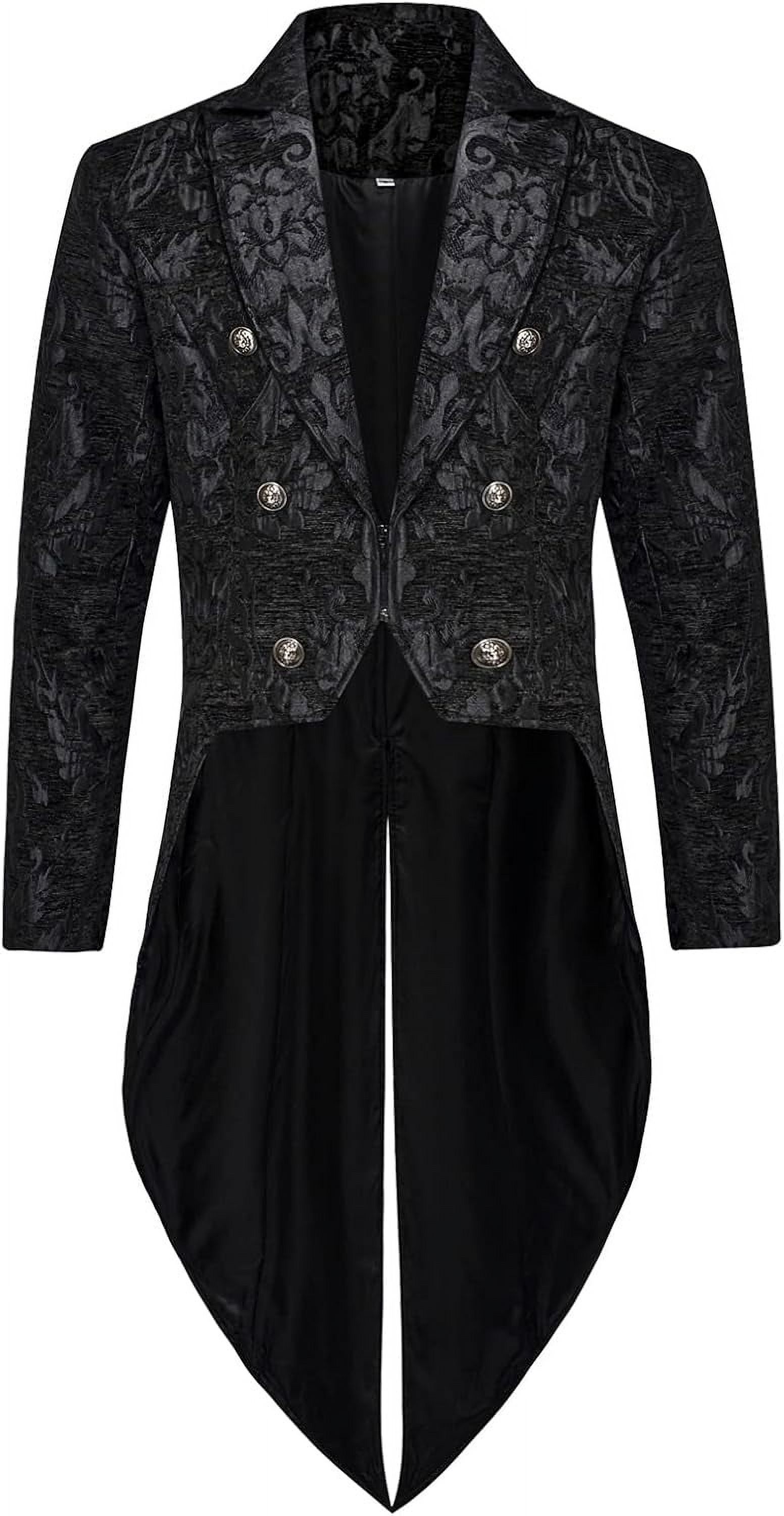 Costume Prince Homme Gothique Médiéval – Veste Brodée Steampunk, Carnaval, Halloween – Taille Unique à Grandes Tailles