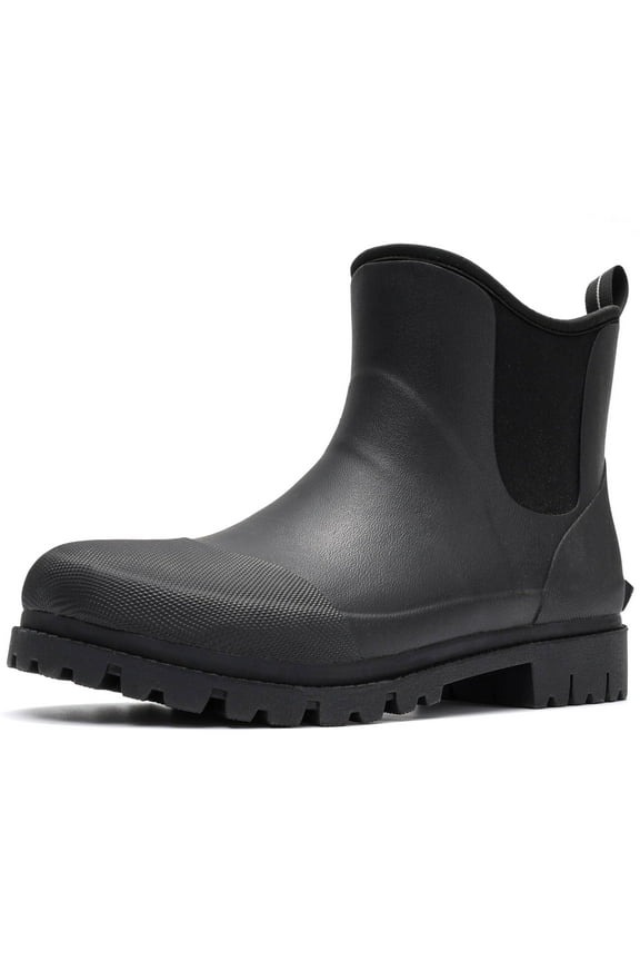 Men's Steel Toe Rain Boots Rubber Work Boots Chelsea Rain Boots Waterproof Ankle/Short Mud Boots for Men Non Slip Construction Boots Hunting Boots for Agriculture and Industrial Working