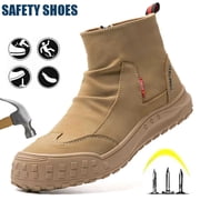 Mens Steel Toe Safety Boots,Non Slip Ankle Protection Safety Shoes,Puncture-Resistant Work Shoes for Factory|Construction|hiking|Outdoor,Black Size 9.5