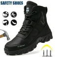 thumbnail image 1 of Men's Steel Toe Safety Boots,Non Slip Ankle Protection Safety Shoes,Puncture-Resistant Work Shoes for Factory|Construction|hiking|Outdoor,Black Size 9.5, 1 of 10