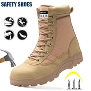 Men's Steel Toe Safety Boots,Non Slip Ankle Protection Safety Shoes,Puncture-Resistant Work Shoes for Factory|Construction|hiking|Outdoor,Black Size 9.5