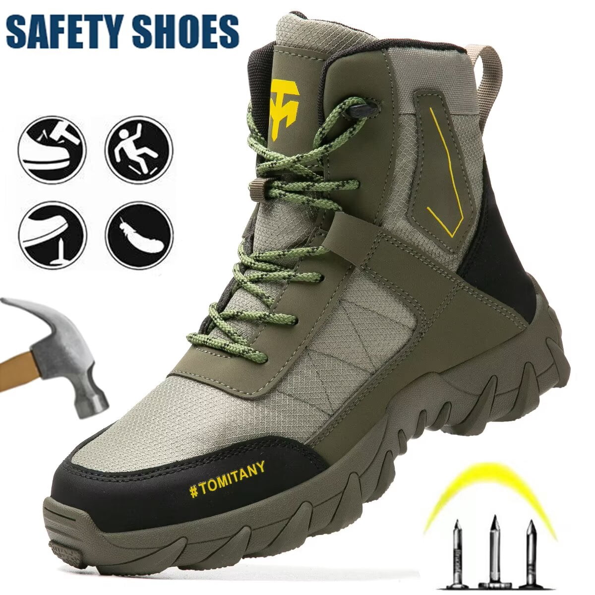 Protection Boots Men's Steel Toe Safety Boots,Non Slip Ankle Protection Safety Shoes ...