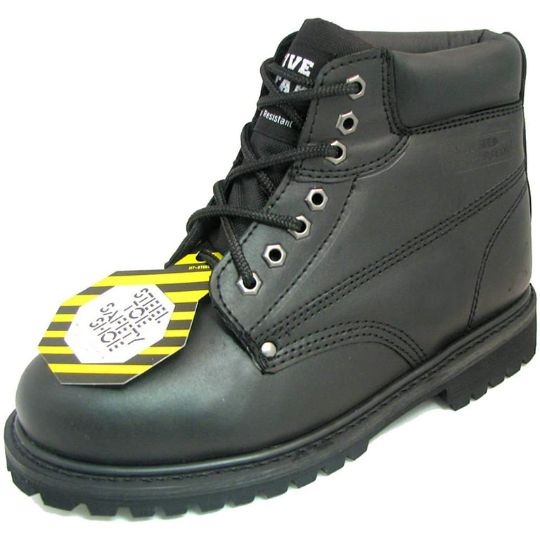 Men's Steel Toe Work Boots 6 Leather Lug Sole Water Resistant