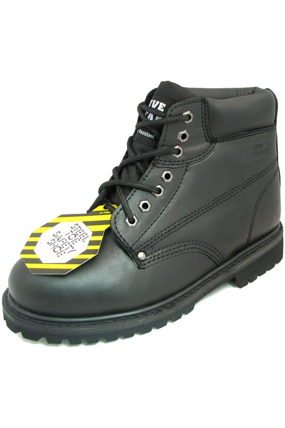 Men's Steel Toe Work Boots 6" Leather Lug Sole Water Resistant Slip /Oil Resistant