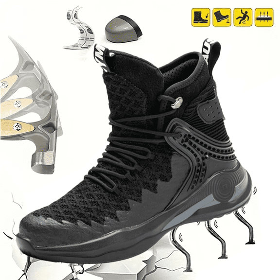 CONIVISON Men’s Steel Toe Work Boots - Puncture Resistant Safety Boots for Industrial Construction