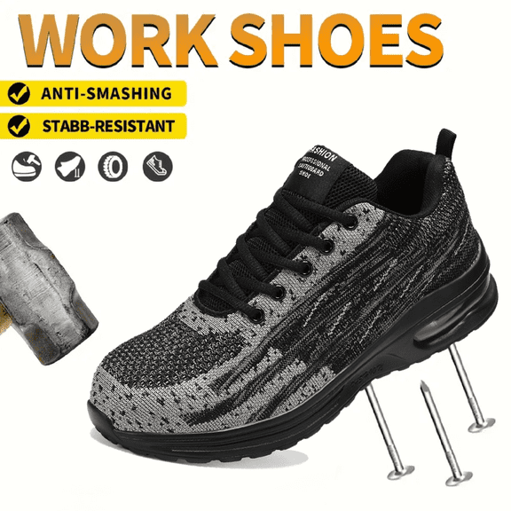 Men's Steel Toe Work Shoes Ndustrial Construction Anti-puncture Slip Resistant Work Safety Sneakers