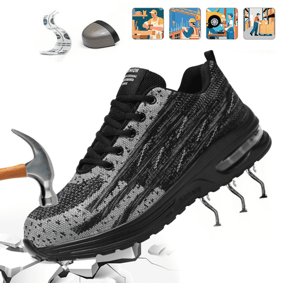 Men's Steel Toe Work Shoes Ndustrial Construction Anti-puncture  Slip Resistant Work Safety Sneakers