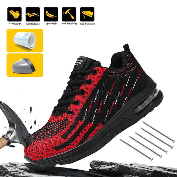 Men's Steel Toe Work Shoes Ndustrial Construction Anti-puncture Slip Resistant Work Safety Sneakers