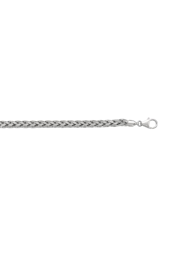 Men's Sterling .925 Silver Rhodium Finish 5mm Diamond Cut Wheat Chain 20" Necklace with Pear Lobster Claw
