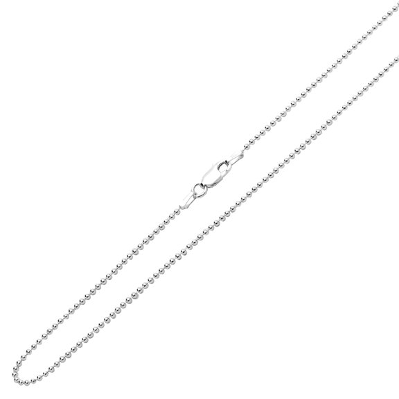 Men's Sterling Silver 1.5mm Italian Bead Chain Necklace (16"~30" Inch)