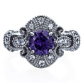 thumbnail image 1 of Men's Sterling Silver 1ct Round Simulated Amethyst CZ Vintage Style Cocktail Ring ( Size 5 to 9 ), 1 of 4