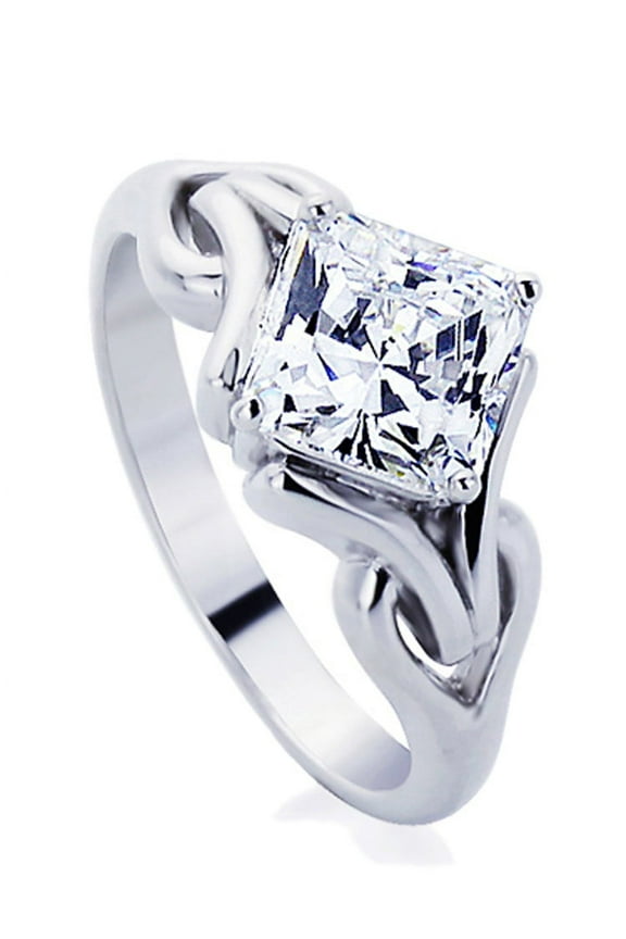 Men's Sterling Silver 2ct Cushion Cut CZ Celtic Design Wedding Engagement Ring ( Size 4 to 9 )