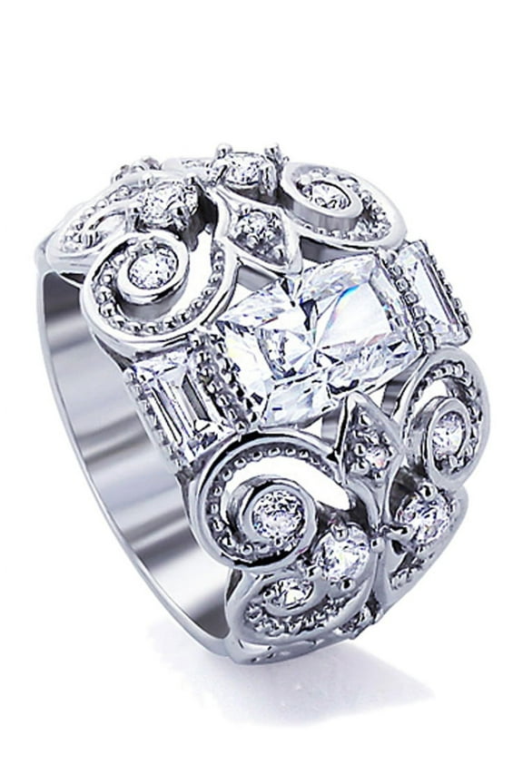 Men's Sterling Silver 2ct Special Cut CZ Celtic Design Wedding Anniversary Ring ( Size 5 to 9 )