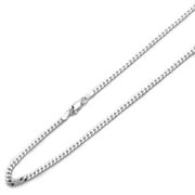 DAINTY JEWELRY Men's Sterling Silver 3mm Italian Solid Curb Link Chain Necklace (16, 18, 20, 22, 24, 16, 30 Inch)