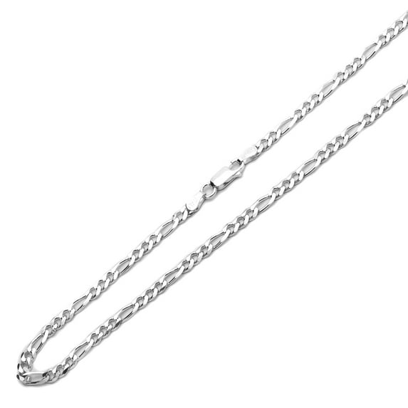 Men's Sterling Silver 4mm Solid Figaro Link Chain Necklace (6"- 30" Inch)
