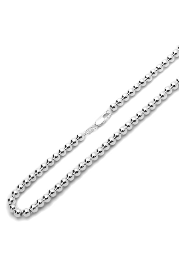 Men's Sterling Silver 5mm Italian Hollow Bead Chain Necklace (7.25"~18" Inch)