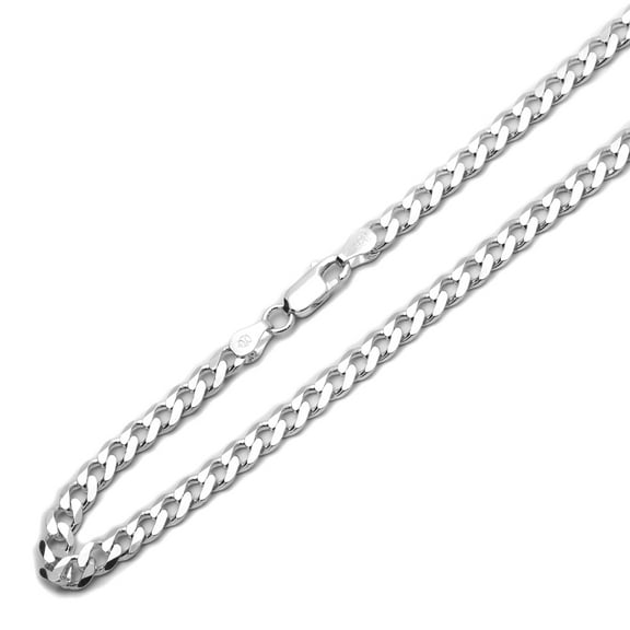 Men's Sterling Silver 7mm Italian Solid Curb Link Chain Necklace (18"~30" Inch)