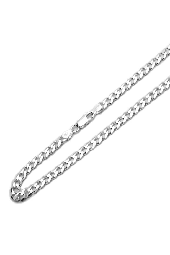 Men's Sterling Silver 7mm Italian Solid Curb Link Chain Necklace (18"~30" Inch)