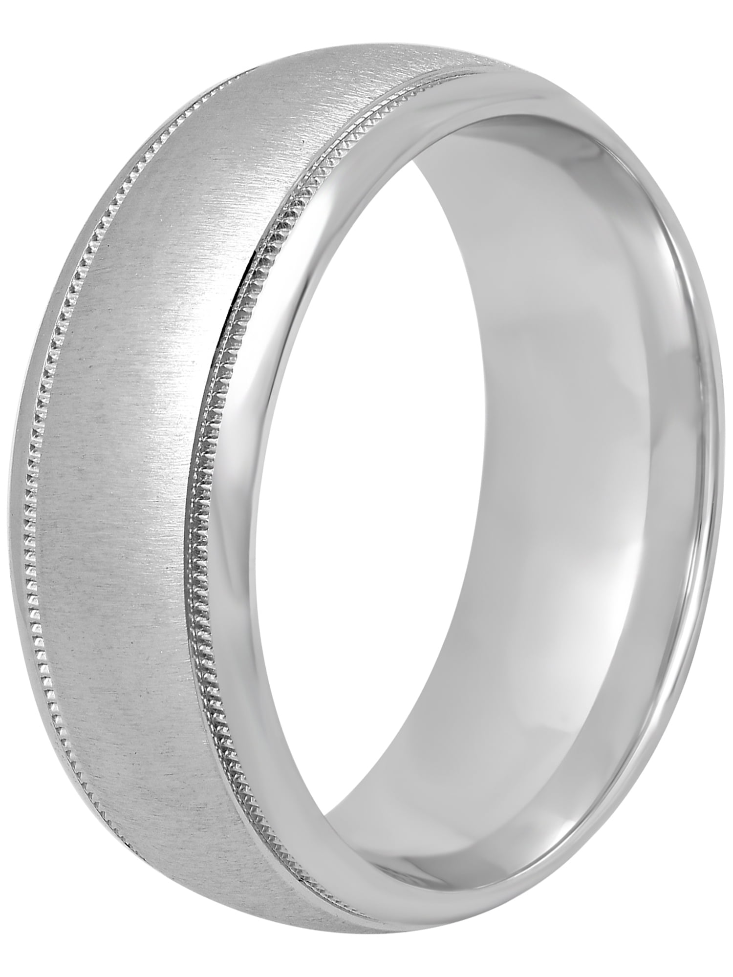 Men's Sterling Silver 8MM Brushed Wedding Ring Band