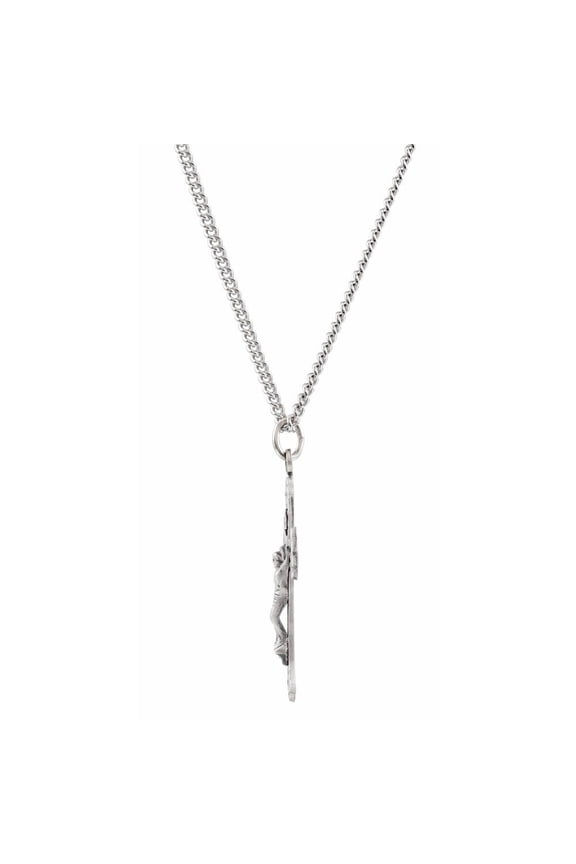 Men's Sterling Silver Crucifix Religious Necklace Fine Jewelry for Men Gifts for Him (46x3mm), 25"