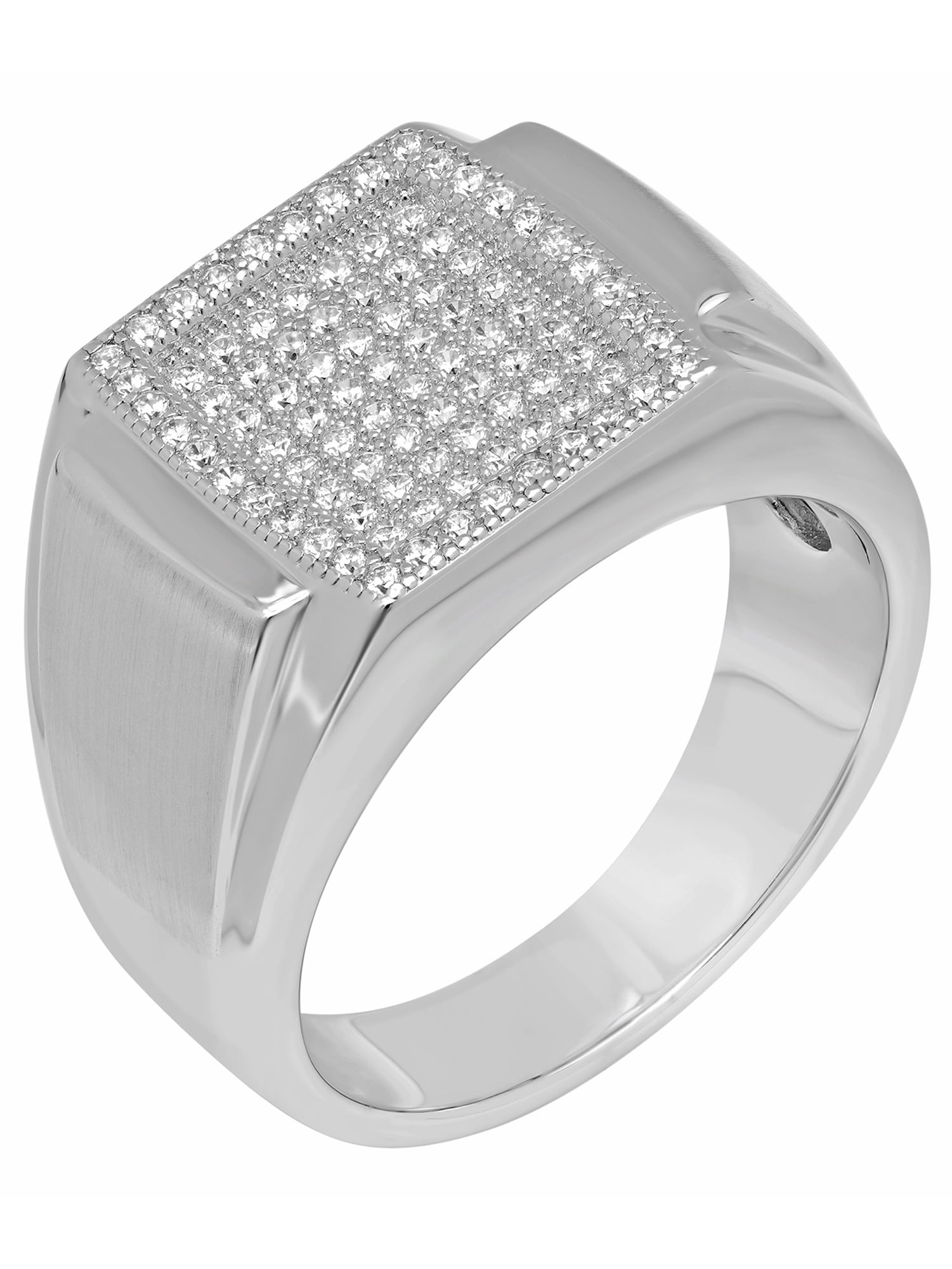 Men s Sterling Silver Cubic Zirconia Wedding Band Mens Ring Size 10.5 Walmart