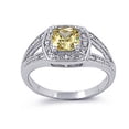 thumbnail image 1 of Men's Sterling Silver Cushion Cut Yellow CZ Halo Set Engagement Ring 11MM ( Size 5 to 11 ), 1 of 2