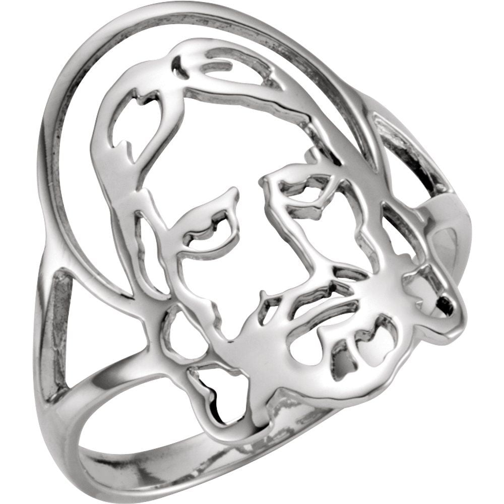 RYAN JONATHAN FINE JEWELRY Men's Sterling Silver Face of Jesus Chastity Religious Fashion Ring Fine Jewelry For Men Gifts For Him, Size 10