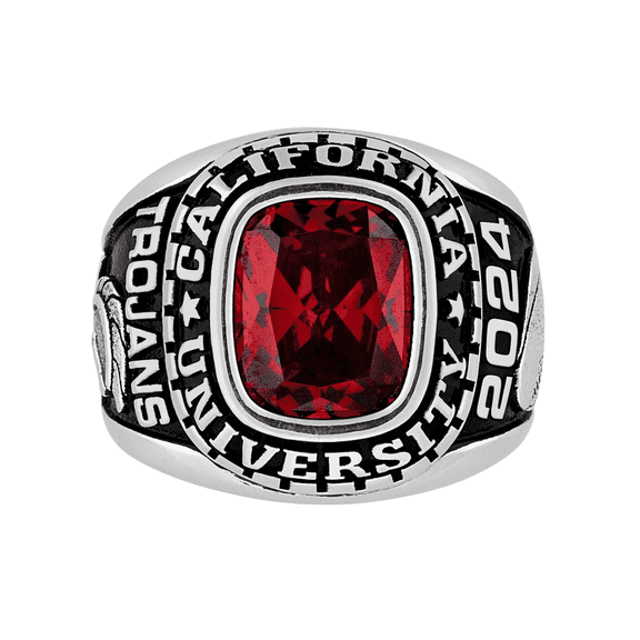 Men's Sterling Silver Large Classic Class Ring, Personalized, High School or College Graduation