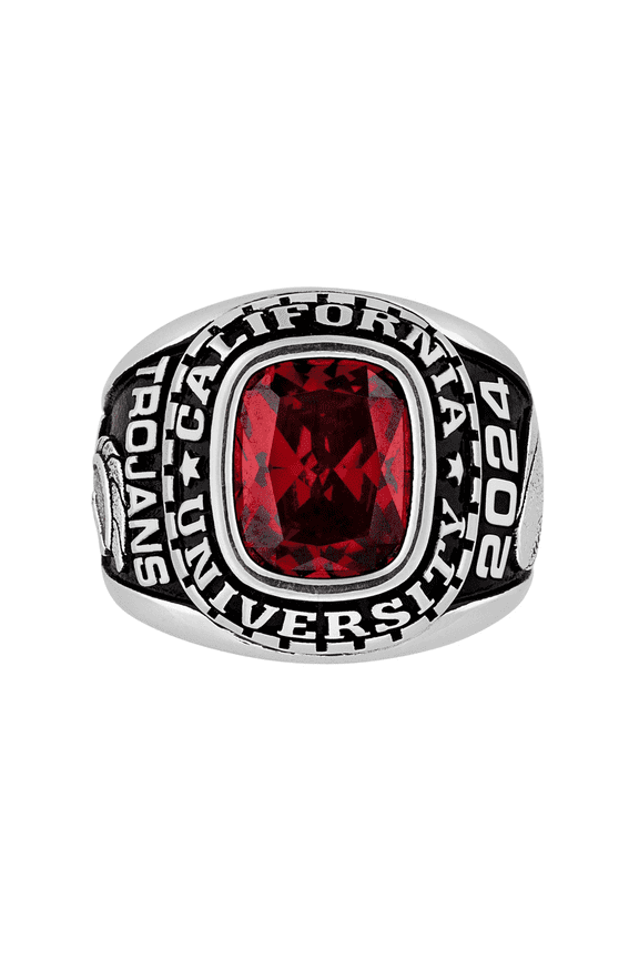 Men's Sterling Silver Large Classic Class Ring, Personalized, High School or College Graduation