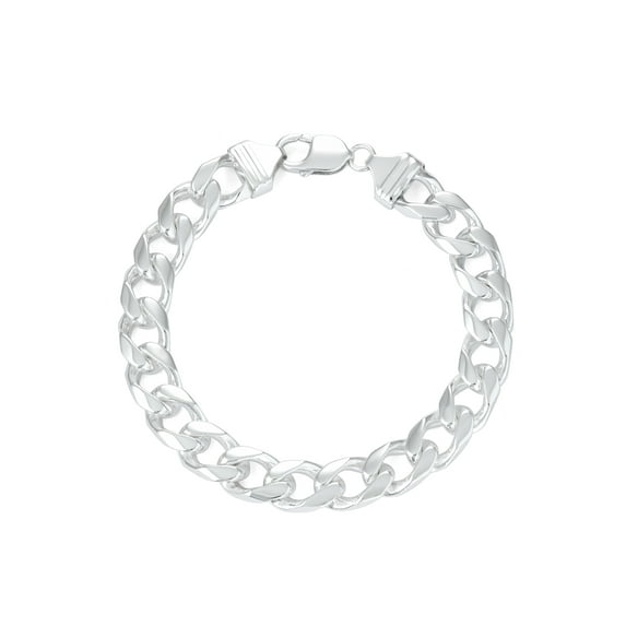 Men's Sterling Silver Square 11mm Curb Bracelet, 9"