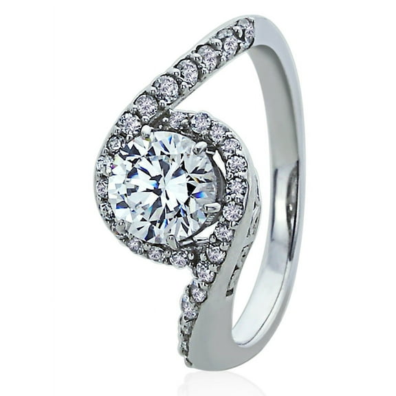 Men's Sterling Silver Wedding Ring 1ct Round CZ Swirl Solitaire Engagement Ring ( Size 5 to 9 )