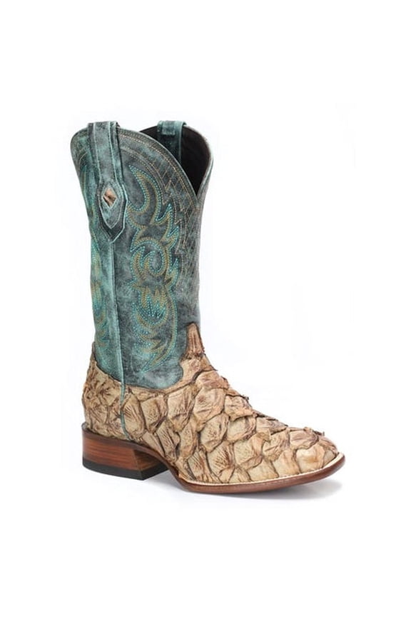 Men's Stetson Amazon Pirarucu Boots Square Toe Handcrafted JBS Collection Tan