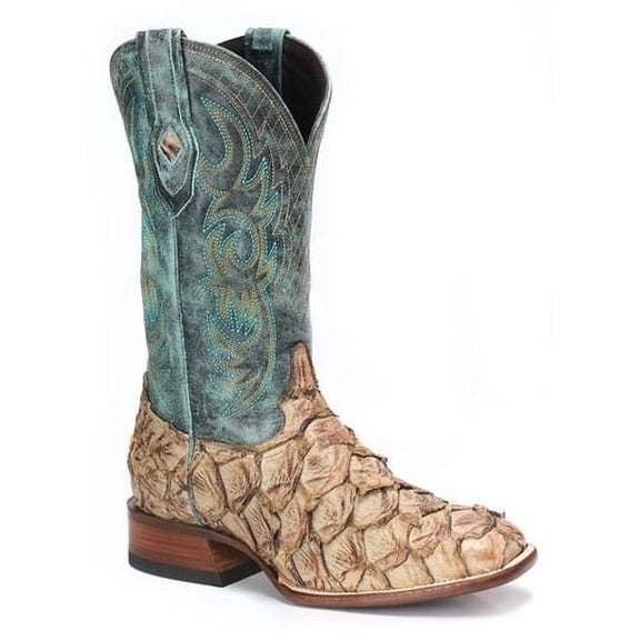 Men's Stetson Amazon Pirarucu Boots Square Toe Handcrafted JBS Collection Tan