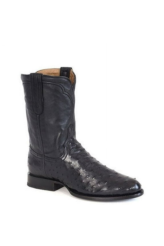 Men's Stetson Austin Ostrich Boots Round Toe Handcrafted Black