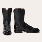 Mens Stetson Austin Ostrich Boots Round Toe Handcrafted Black
