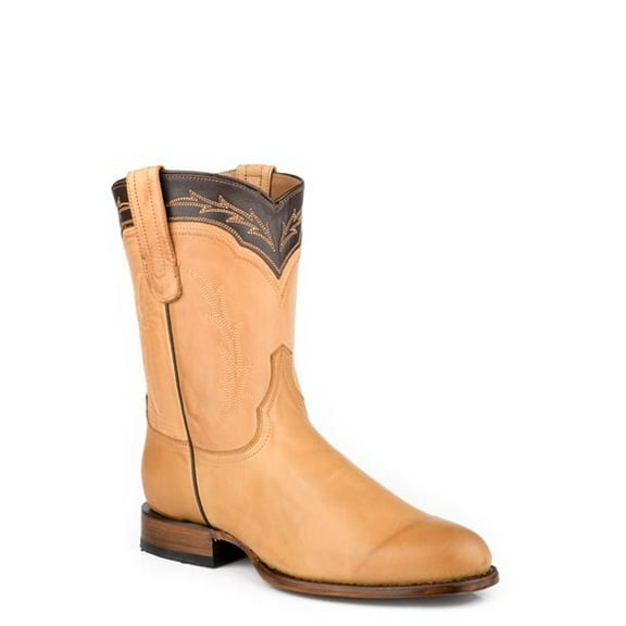 Men's Stetson Ben Leather Boots Handcrafted Round Toe Tan