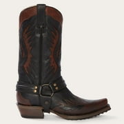 Mens Stetson Biker Outlaw Eagle Boots Square Rocker Toe Handcrafted Black Brown
