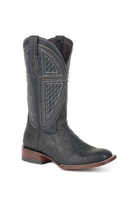 Men's Stetson Black Falls Alligator Boots Square Toe Handcrafted JBS Collection Black