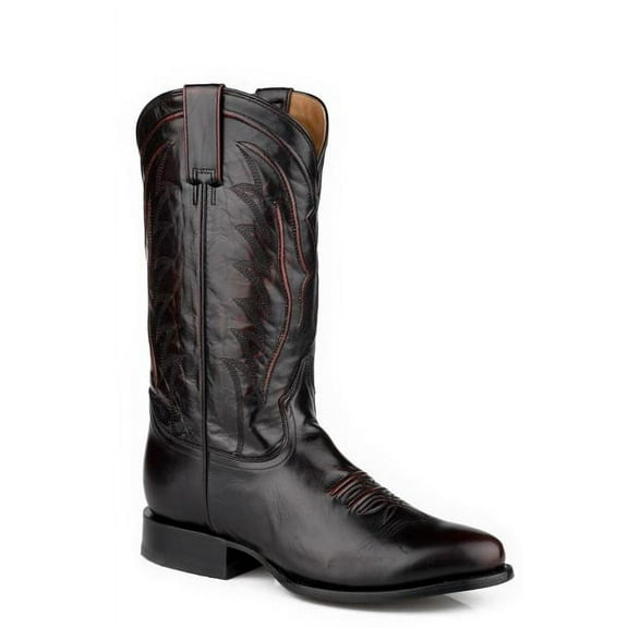 Men's Stetson Blake Goat Boots Handcrafted Round Toe Black Cherry