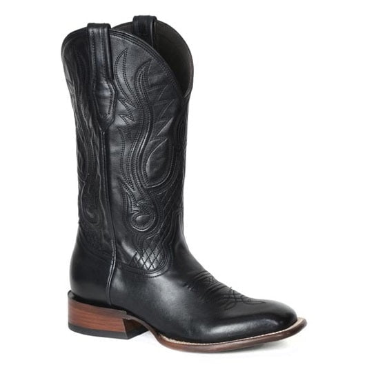Men's Stetson Canyon Leather Boots Square Toe Handcrafted JBS Collection Black