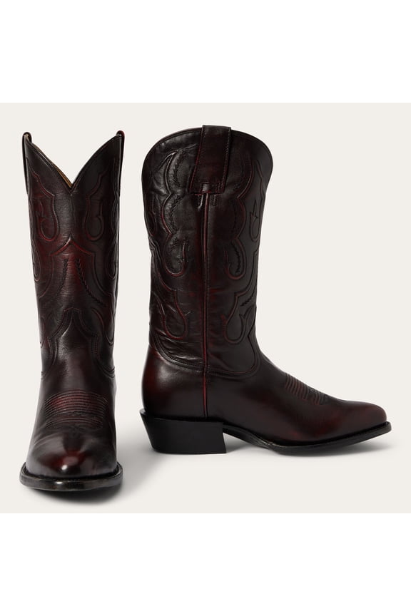 Men's Stetson Carlisle Boots Round Toe Handcrafted Black Cherry